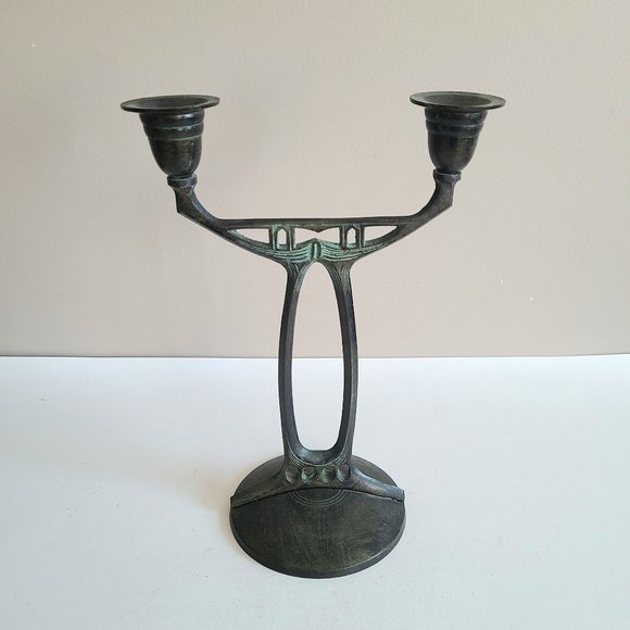Art Deco style solid brass candelabra - Picture 1 of 9